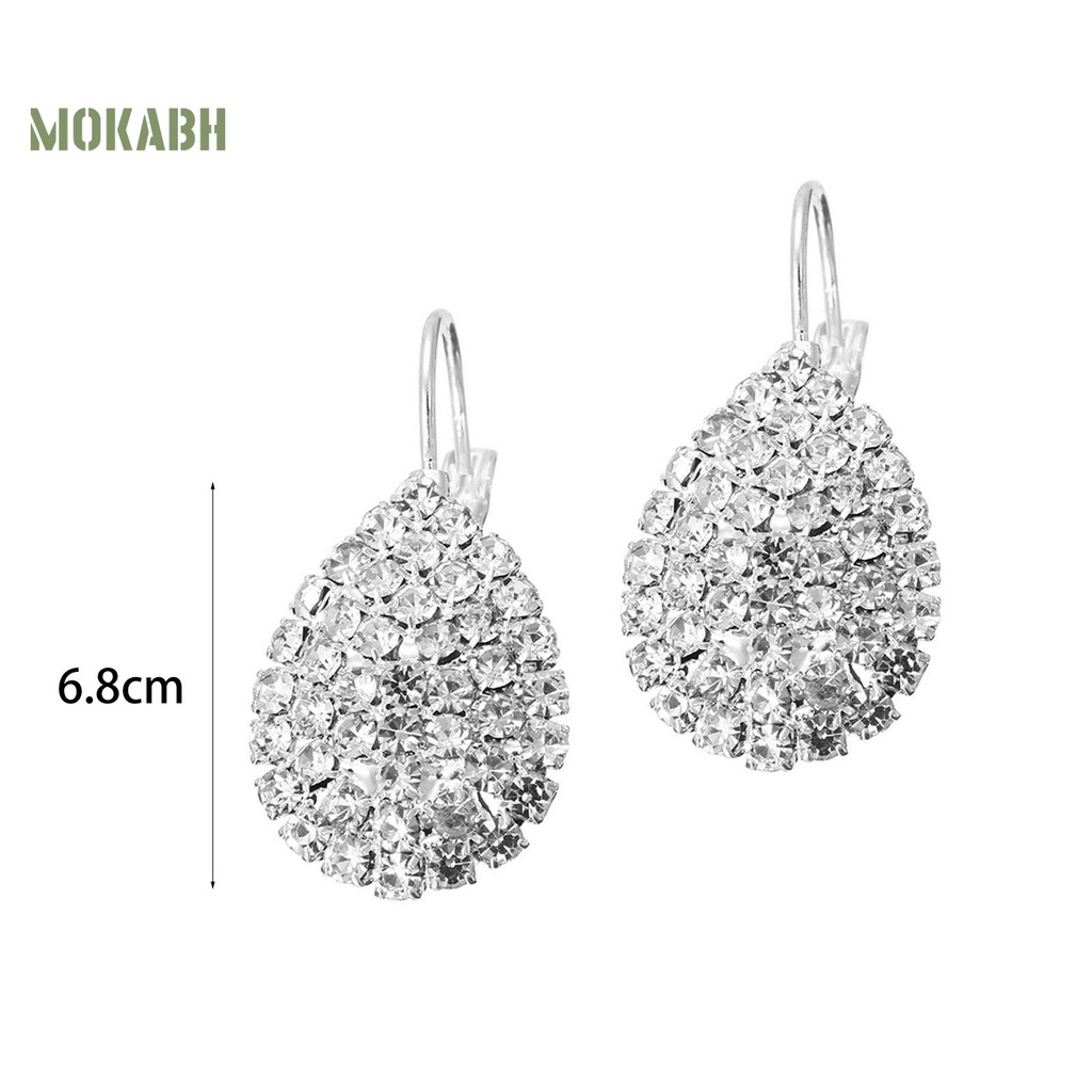 Bông Tai Mạ Bạc Hình Giọt Nước Đính Đá Sang Trọng