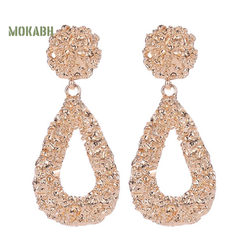 Bông Tai Hình Giọt Nước Dập Nổi Phong Cách Bohemia Thời Trang Cho Nữ