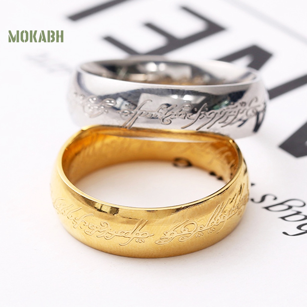 [Mới] Nhẫn Đánh Bóng Chạm Khắc Tinh Xảo Sáng Bóng Chống Lưỡi Màu Đen / Vàng / Bạc Âu Mỹ Cho Nam