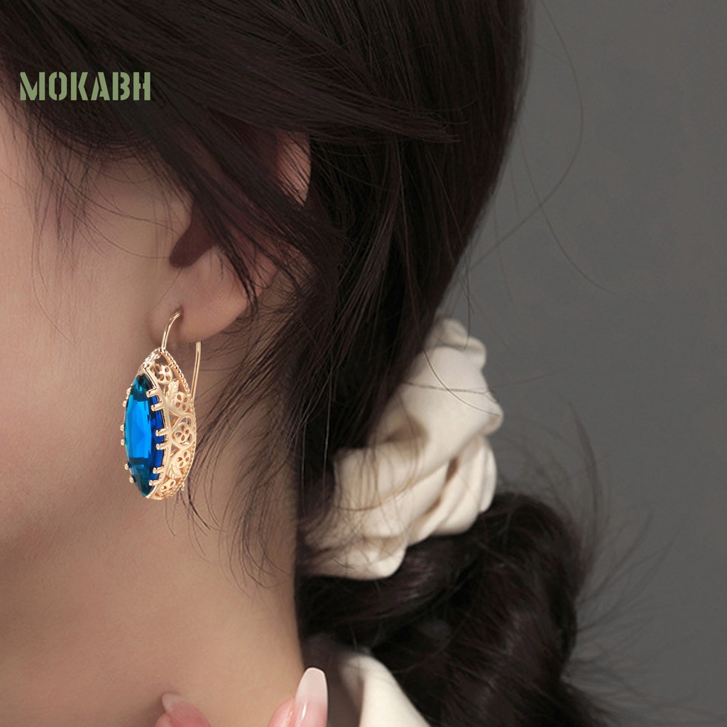 1 Bộ Vòng cổ + Bông Tai Hình Oval Rỗng Sáng Điều Chỉnh Được Phong Cách Vintage Thanh Lịch