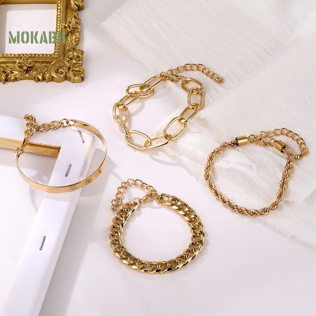 Set 4 Vòng Tay Mạ Điện Phong Cách Vintage Thời Trang Cho Nữ