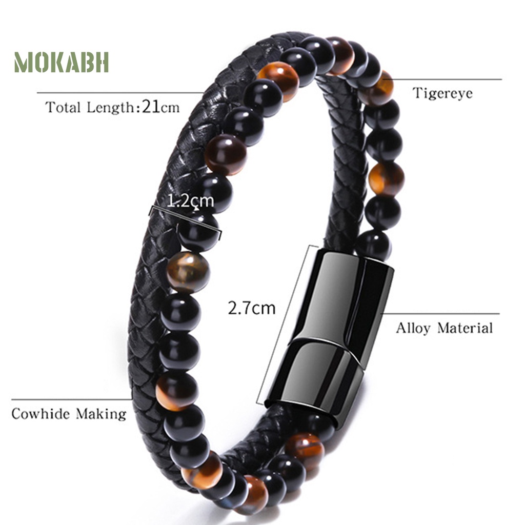 Vòng Tay Da Hai Lớp Chống Phai Màu Phong Cách Cổ Điển Cho Nam