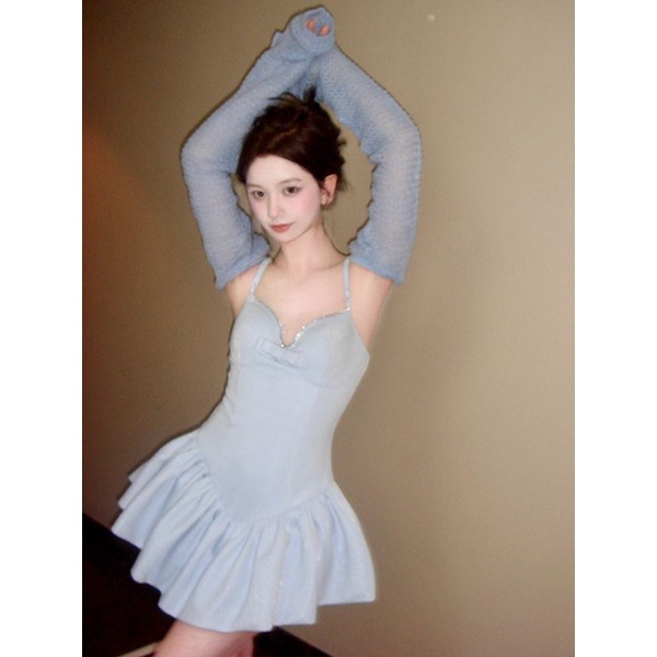 Set Đầm Múa Ba Lê Hai Dây + Áo Sơ Mi Ngắn Phong Cách Mới Mùa Hè 2023 Cho Nữ