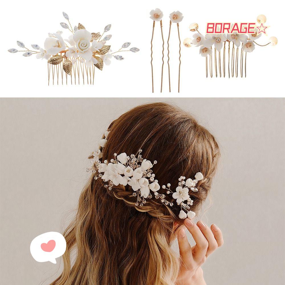 Lược Cài Tóc Cô Dâu Đính Đá Sang Trọng|Phụ Kiện Trang Trí Tóc Xinh Xắn Chất Lượng