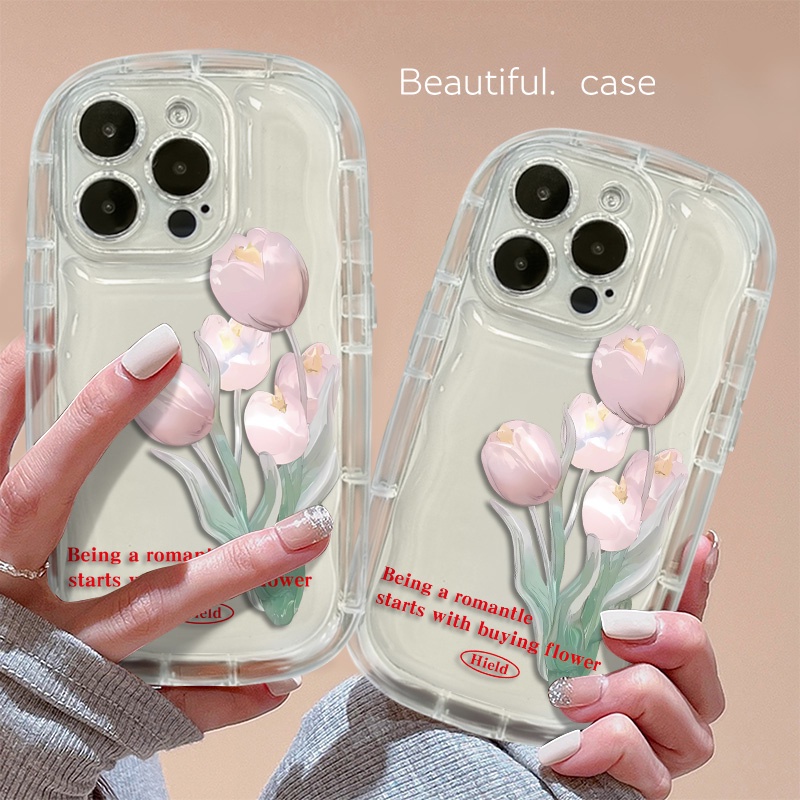 Ốp Điện Thoại TPU Silicone Mềm Trong Suốt Chống Sốc In Hình Hoa Tulip Cho IPhone 13 14 11 12 Pro XS Max X XR 7 + 8 Plus