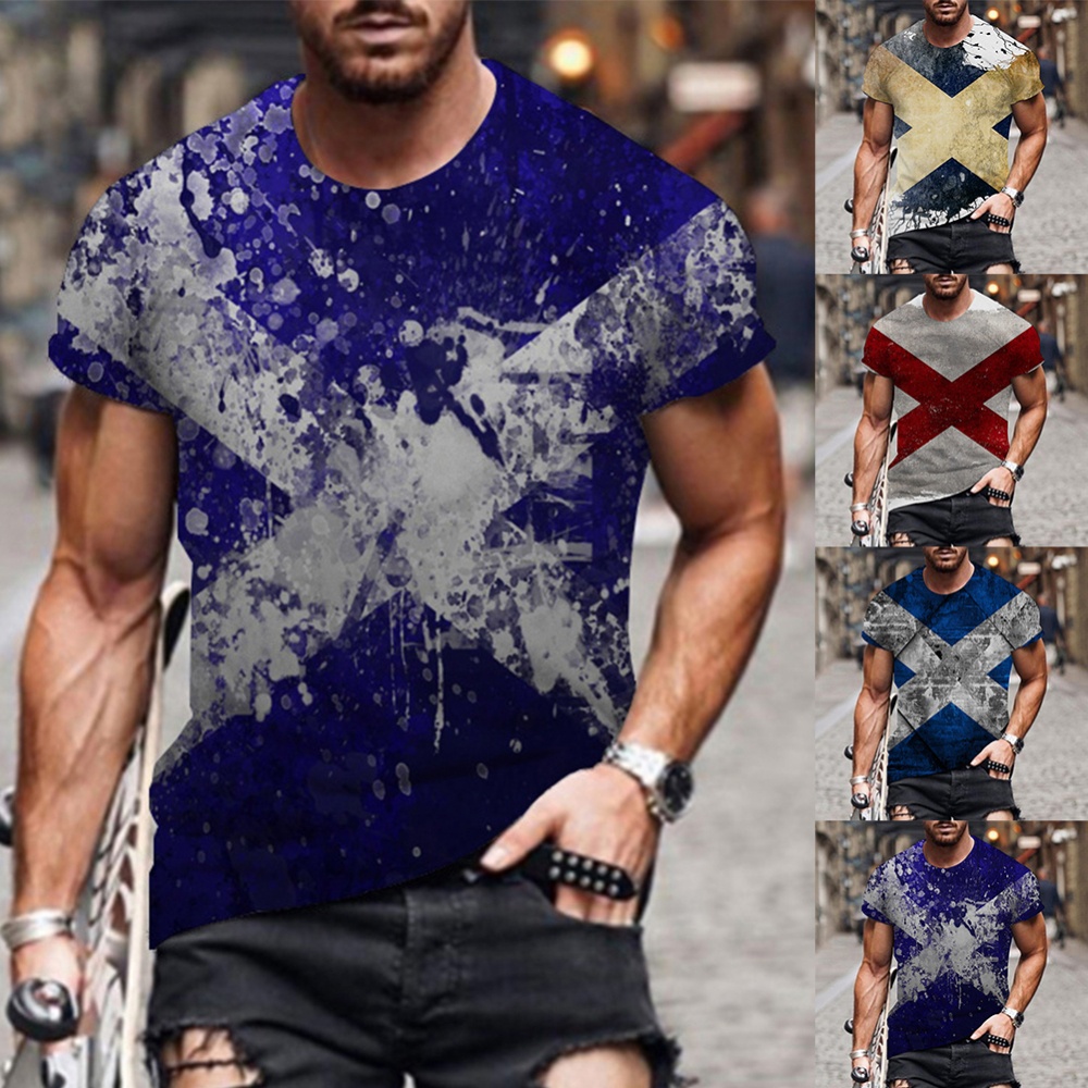 Áo Thun Thể Thao Tay Ngắn Cổ Tròn In Họa Tiết Thời Trang Cho Nam