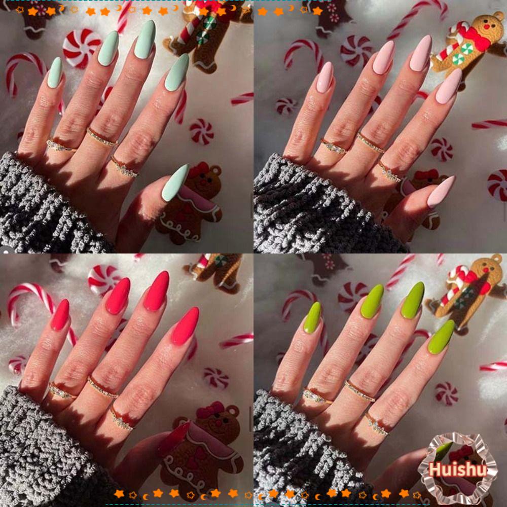 Bộ 24 Móng Tay Giả Màu Trơn Che Phủ Toàn Diện Có Thể Tháo Rời DIY