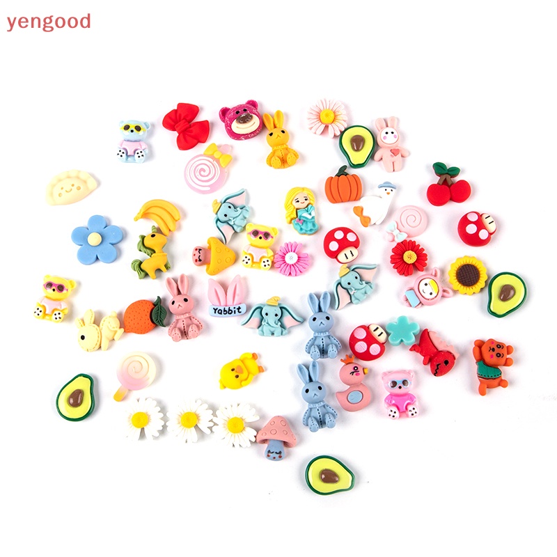 Set 50 Viên Resin Tròn Họa Tiết Hoạt Hình Dùng Để Làm Đồ Thủ Công DIY