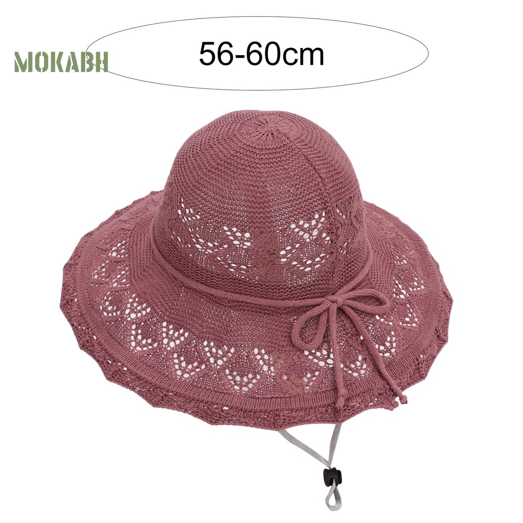 [Mok Abh] Mũ Rộng Vành Thắt Nơ Có Thể Điều Chỉnh Thời Trang Đi Biển Mùa Hè