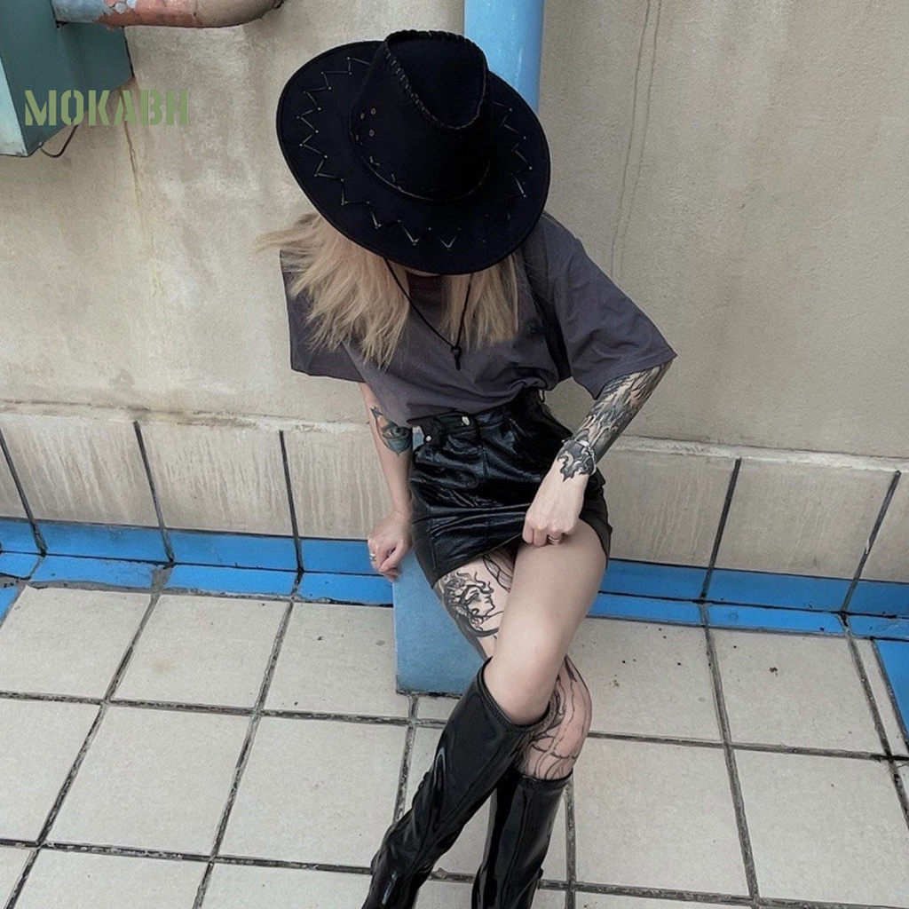 Nón Cao Bồi Màu Trơn Chống Gió Có Dây Đeo Thời Trang Cho Nam Nữ