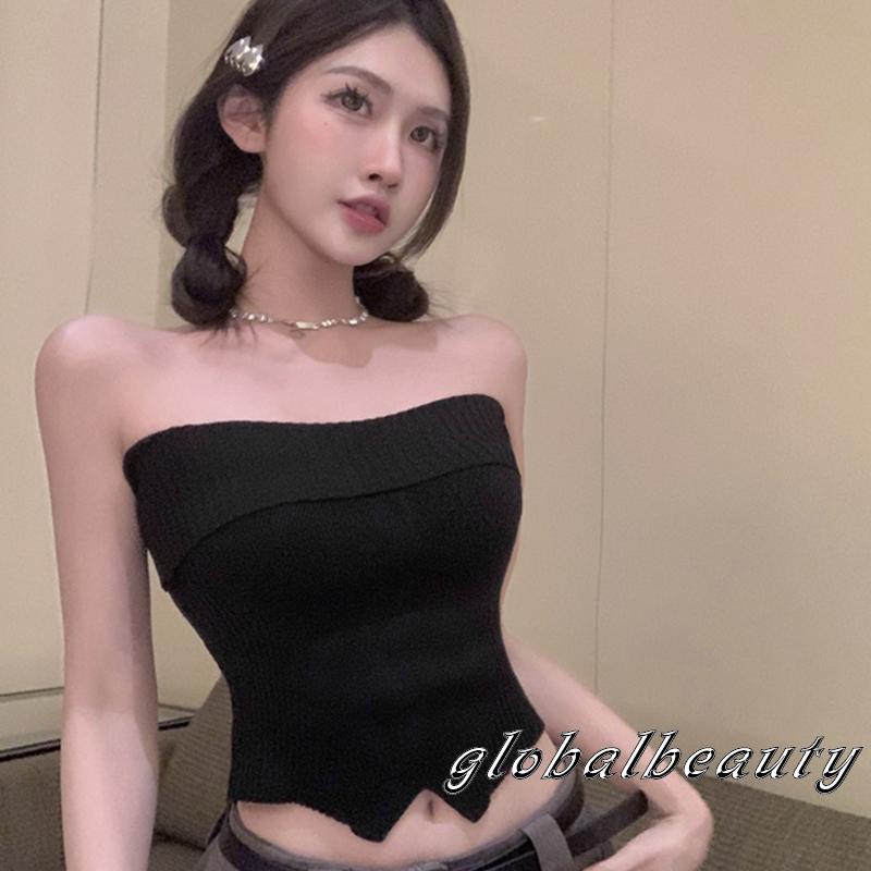 Áo Ống Dệt Kim Không Tay Màu Sắc Đơn Giản Cho Nữ