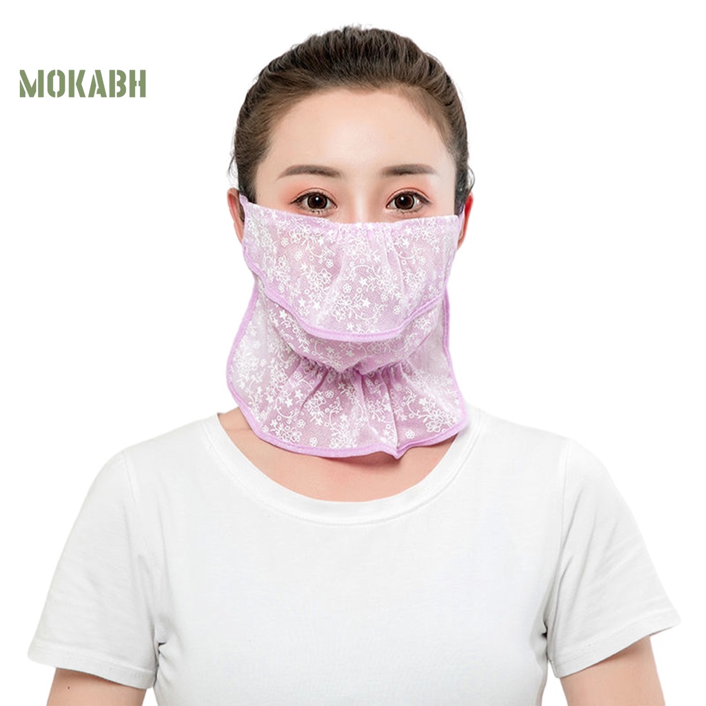 Khẩu Trang Chống Nắng Chống Bụi Thêu Hoa Mỏng Bảo Vệ Mặt Và Cổ