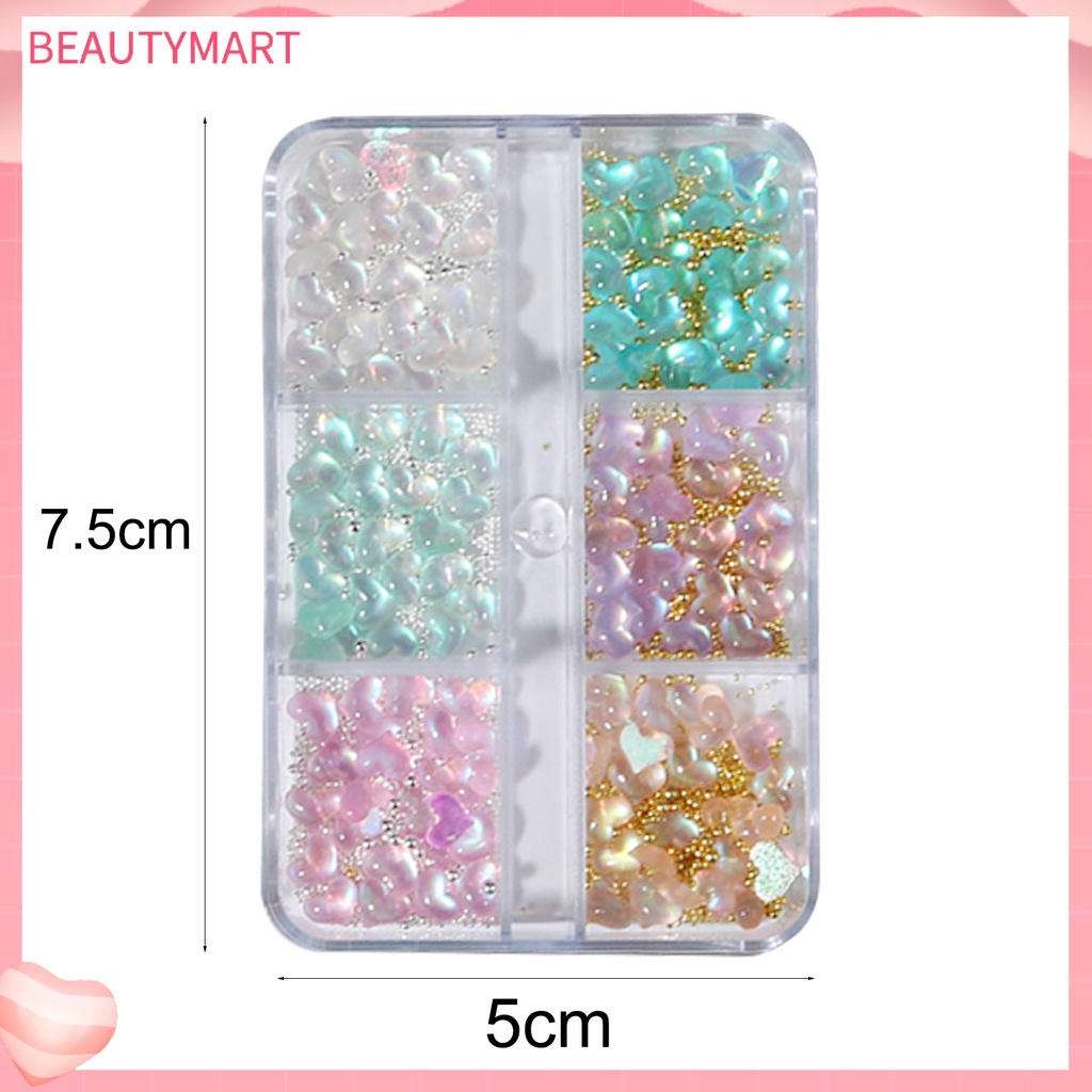 Hạt Thép Mini Hình Trái Tim 3D Nhiều Màu Trang Trí Móng Nghệ Thuật DIY