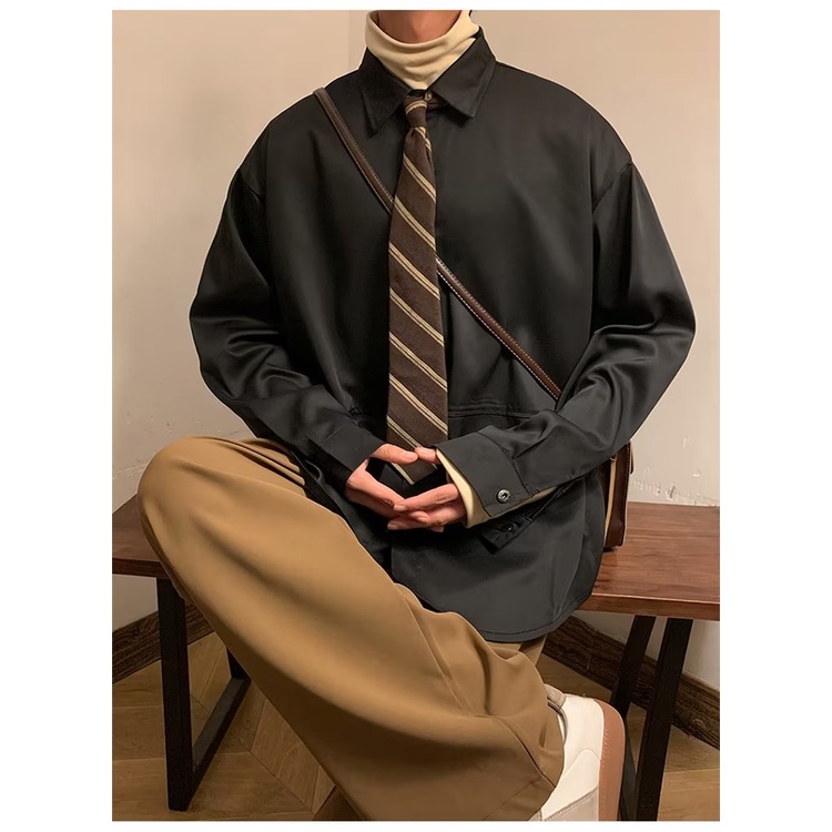 Áo Sơ Mi Dài Tay Dáng Rộng Thiết Kế Mới Cao Cấp Thời Trang Mùa Xuân Theo Phong Cách Nhật Bản Cho Nam