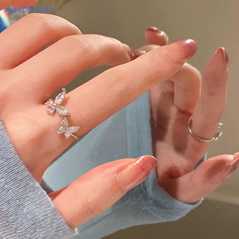 Nhẫn Hình Bướm Bằng Hợp Kim Lấp Lánh Thời Trang Hàn Quốc Cho Nữ