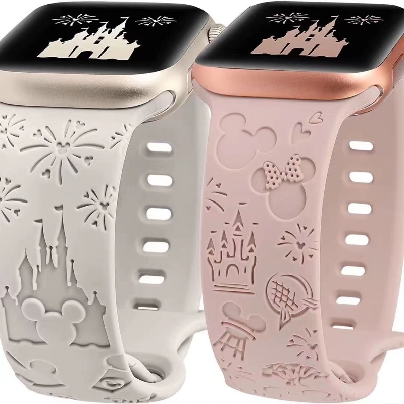 Dây Đeo Họa Tiết Disneyland 3D Bằng Silicon Thay Thế Cho Đồng Hồ Thông Minh Apple Watch Iwatch 1 / 2 / 3 / 4 / 5 / 6 / 7 / 8 se 40mm 44mm 41mm 45mm Ultra 49mm 38mm 42mm