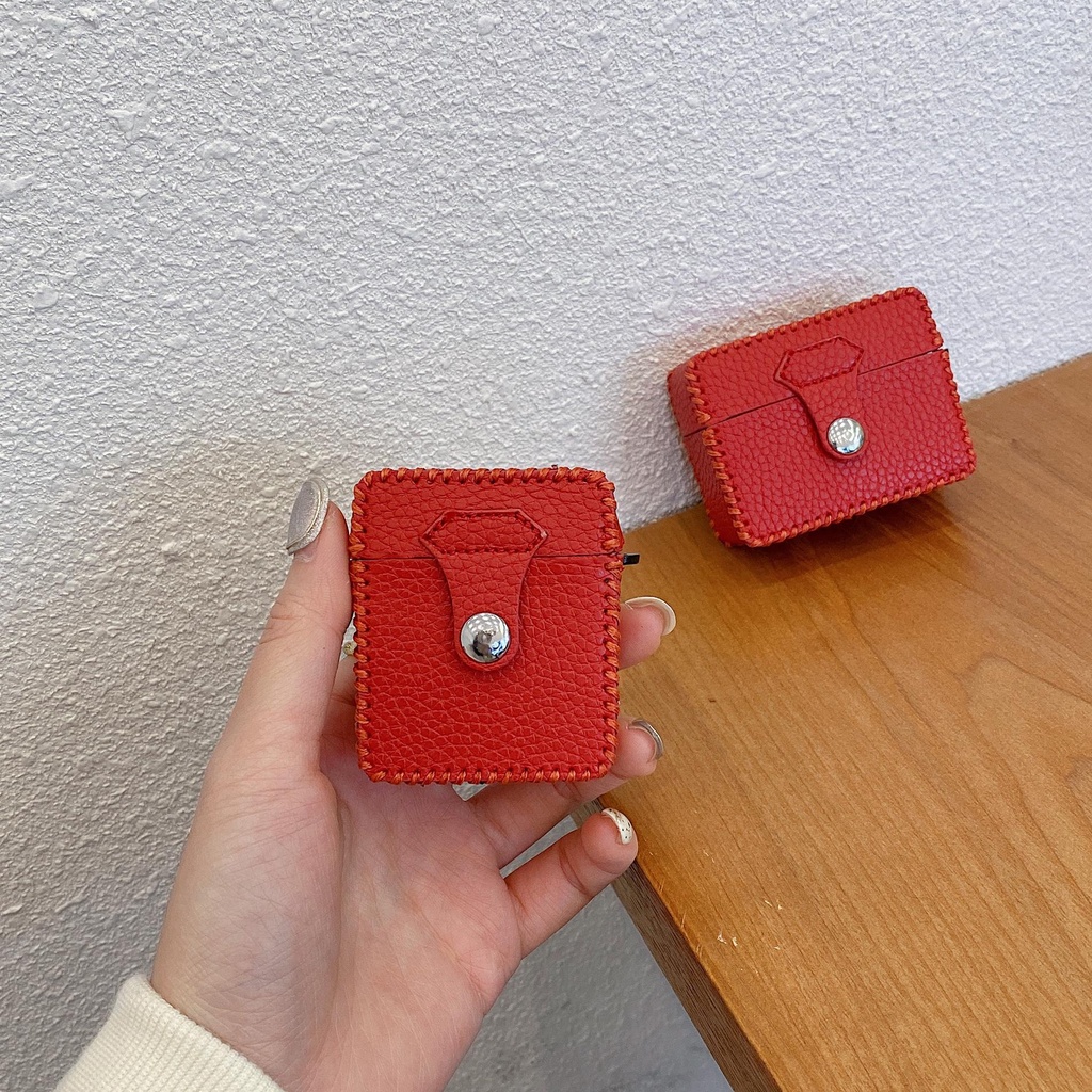 Vỏ Bảo Vệ Hộp Sạc Tai Nghe AirPods 1 2 3 Pro2 2022 Bằng TPU Mềm Kết Cấu Da Màu Trơn Thời Trang Chống Sốc