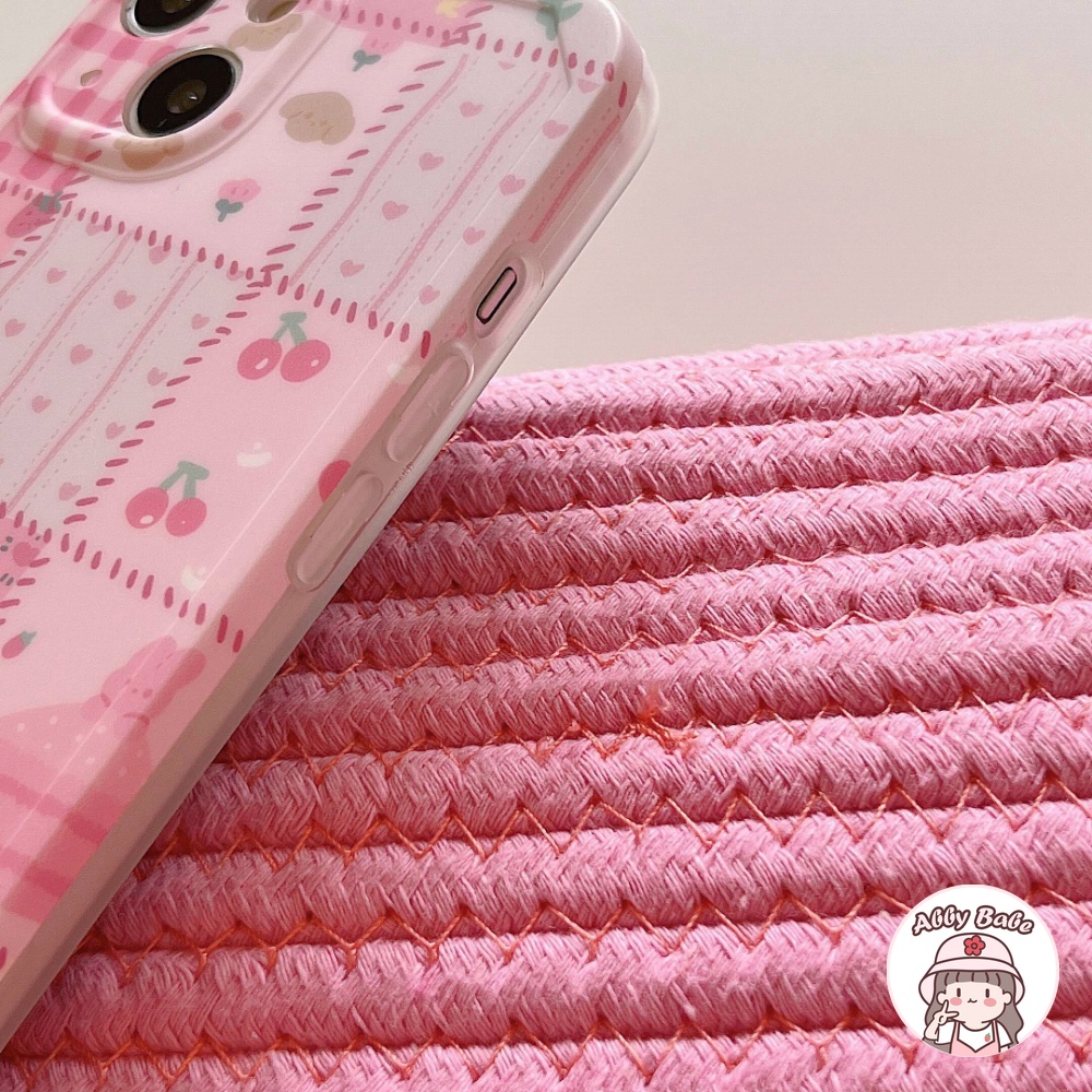 Ốp Điện Thoại IMD Mềm Họa Tiết Sọc Caro Màu Hồng Chống Bẩn Cho IPhone 14 Pro Max 11 12 Pro Max