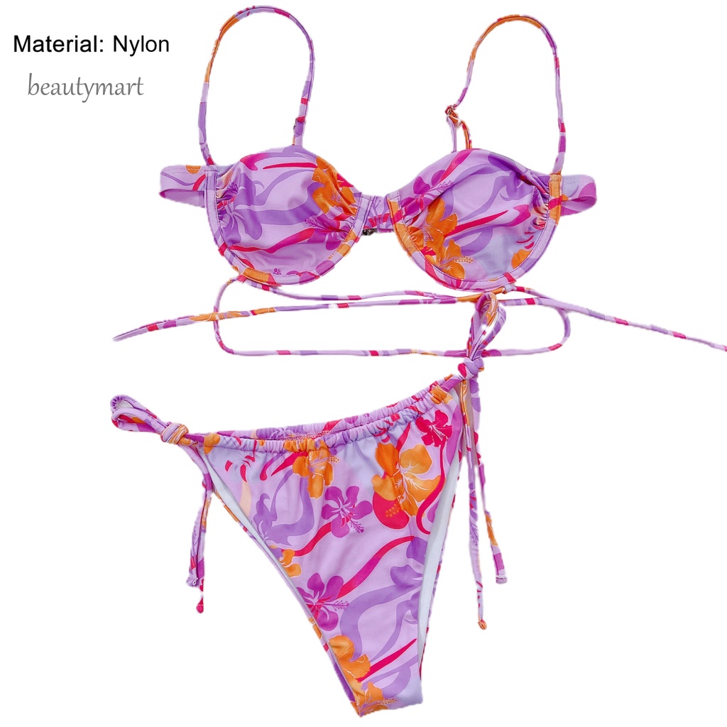 Bộ Đồ Bơi Hai Mảnh Buộc Dây Bằng Nilon Thời Trang Quyến Rũ Cho Nữ
