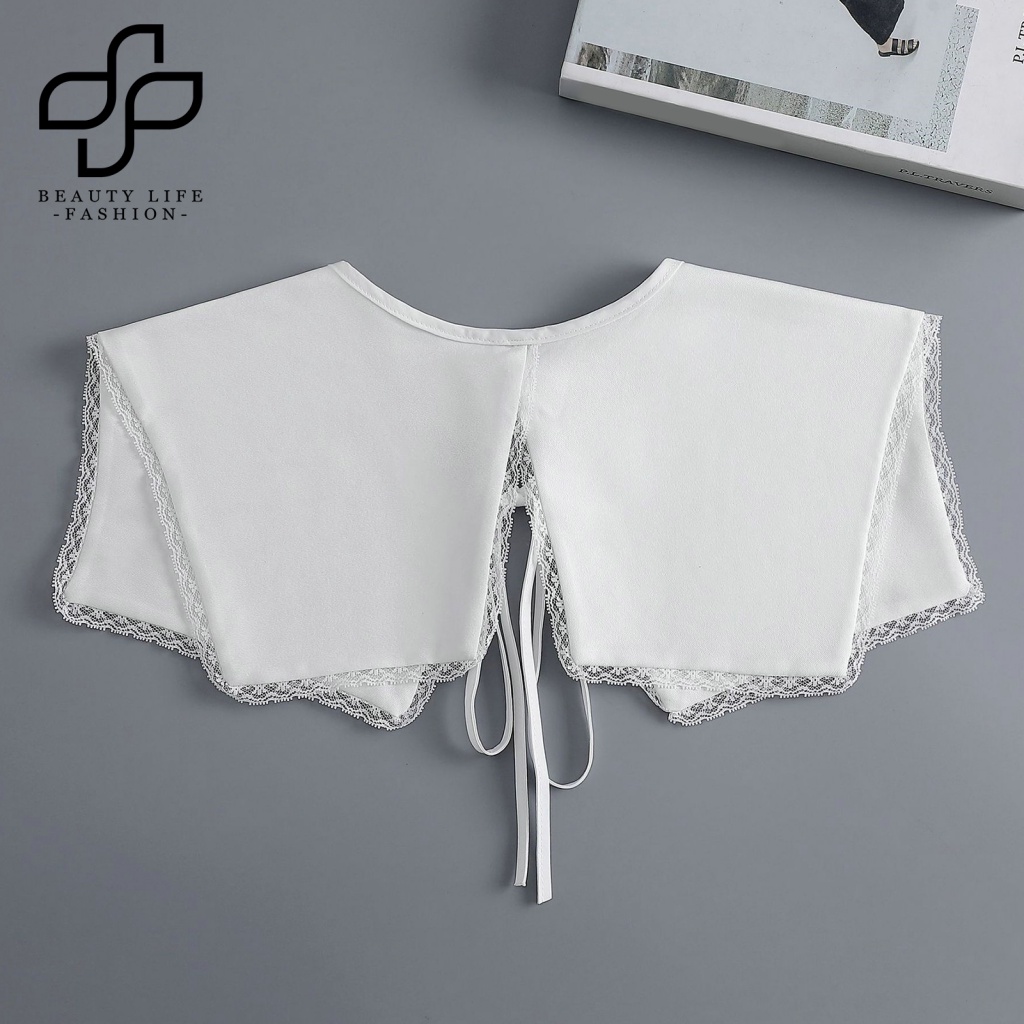 Cổ Áo Sơ Mi Cotton Màu Trơn Cột Dây Có Thể Tháo Rời Thời Trang Cho Nữ