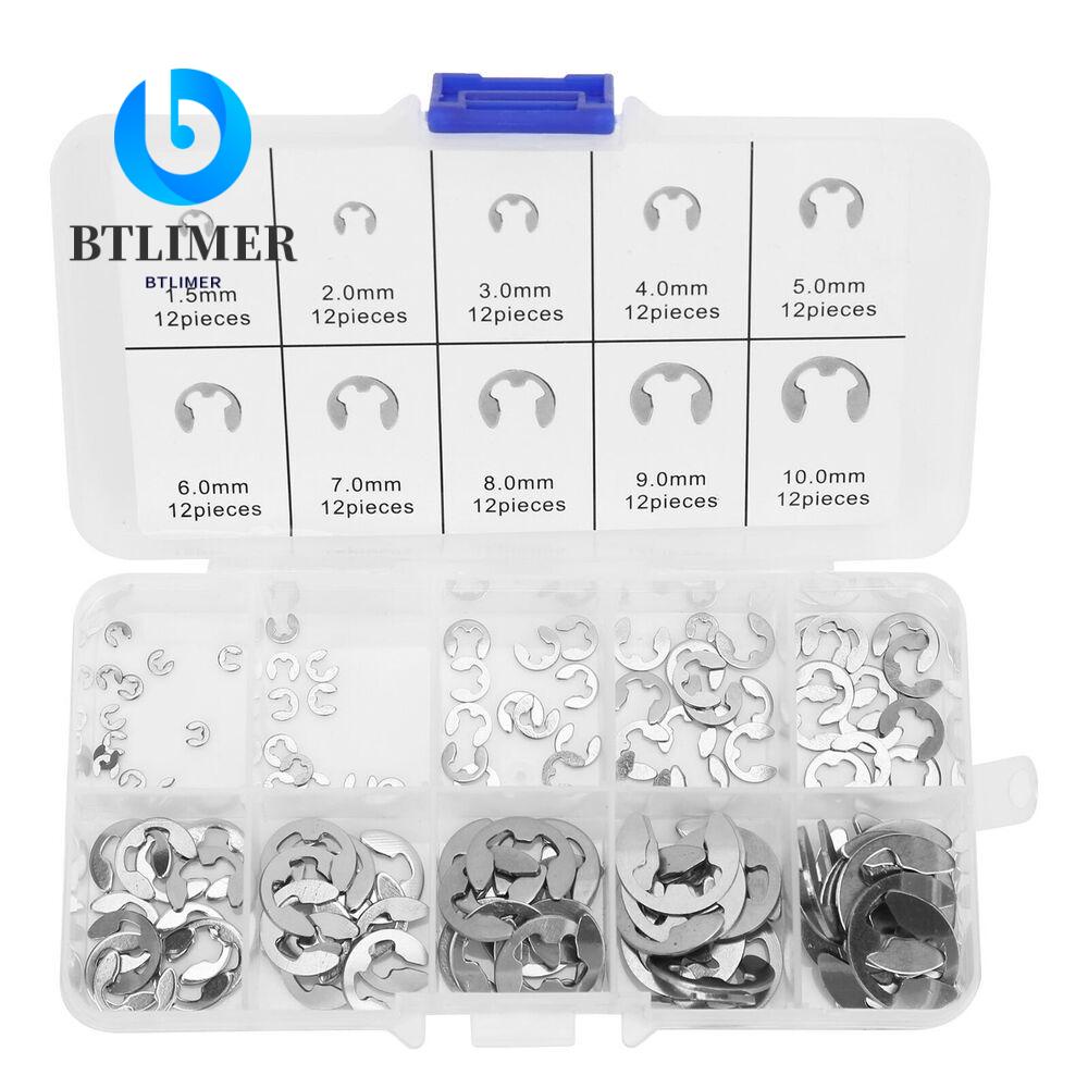 Set 120 Kẹp Chữ E Bằng Thép Không Gỉ 304 M1.5 - M10mm Chuyên Dụng