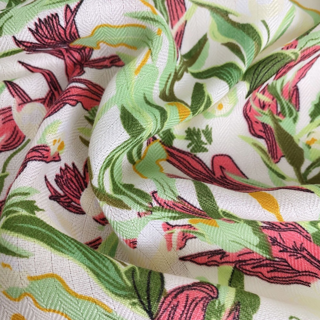 Khăn Quàng Cổ Nhỏ Bằng Lụa Cotton In Hoa Màu Xanh Lá Phong Cách Hàn Quốc Cổ Điển 68 * 68cm Dành Cho Nữ