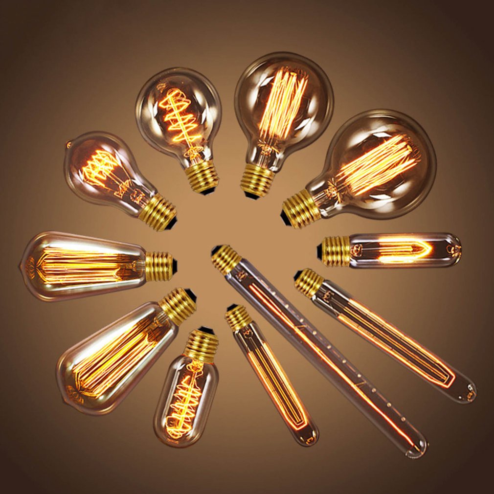 =Christmas=Vintage Bulbs E27 T45 40W Incandescent Bulb Squirrel-cage Carbon Filament Bulb