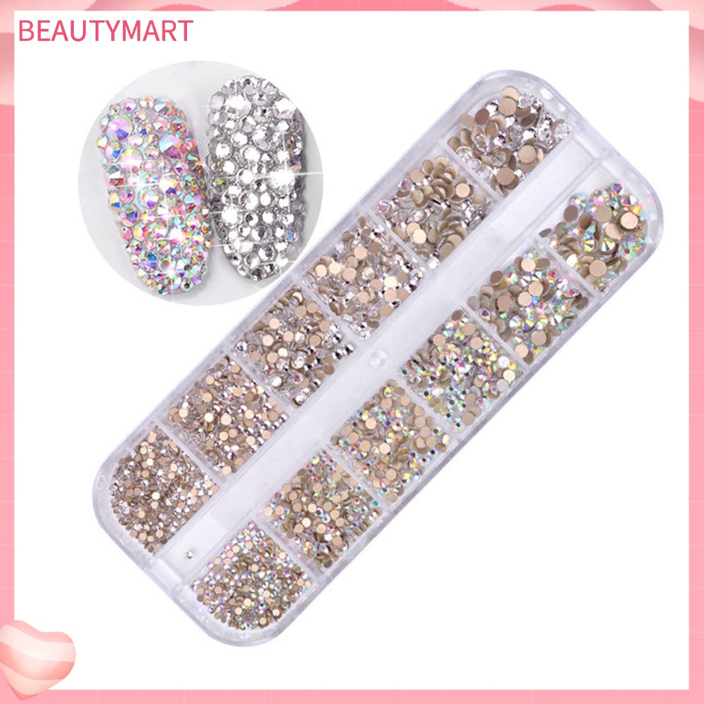 Set 1440 Hạt Kim Cương Giả 12 Ngăn Dán Trang Trí Móng Tay DIY