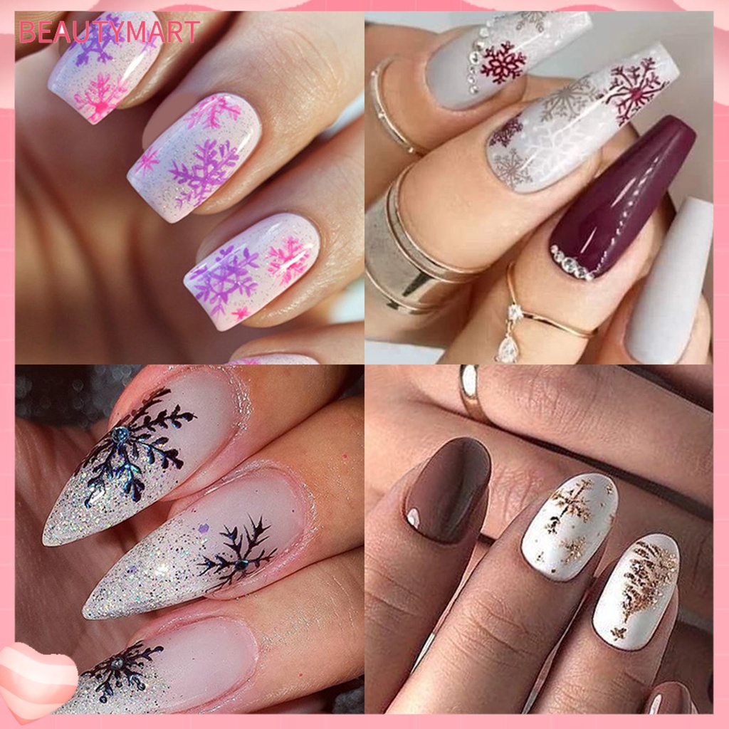 Nhãn Dán Móng Tay Tự Dính Siêu Mỏng Chủ Đề Giáng Sinh 3D DIY