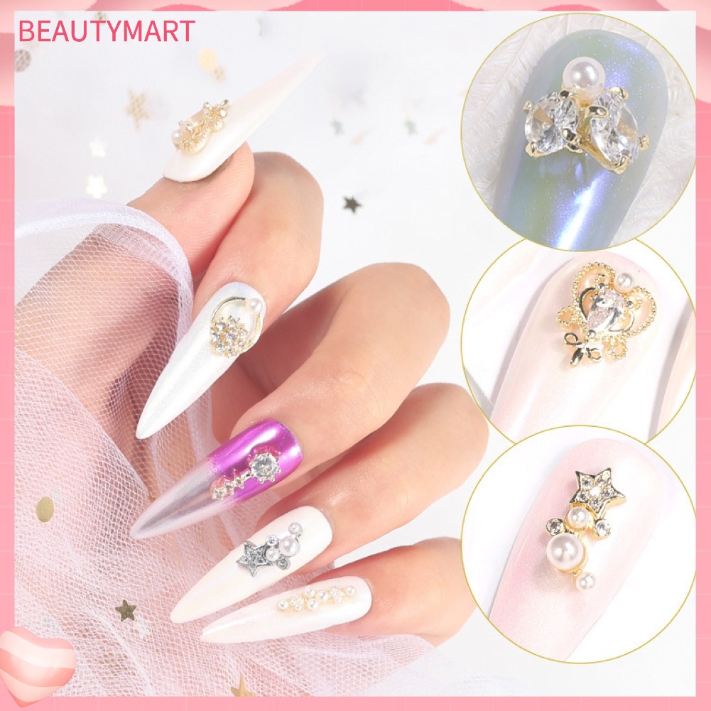 Set 2 Phụ Kiện Trang Trí Móng Tay Đính Đá Zircon Sang Trọng