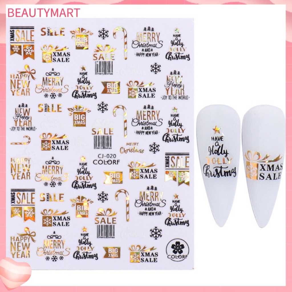 Bộ 3 Miếng Dán Móng Tay Hiệu Ứng 3D Họa Tiết Giáng Sinh Nhiều Màu Sắc