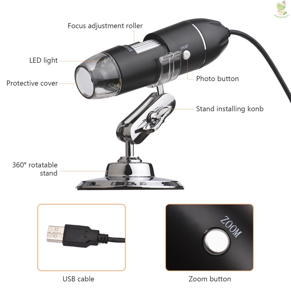 1000X USB Portable Mini Electronic Microscope Handheld Digital Magnifier for Laptop Desktop Insect Skin Plant Observatio   Came-6.5