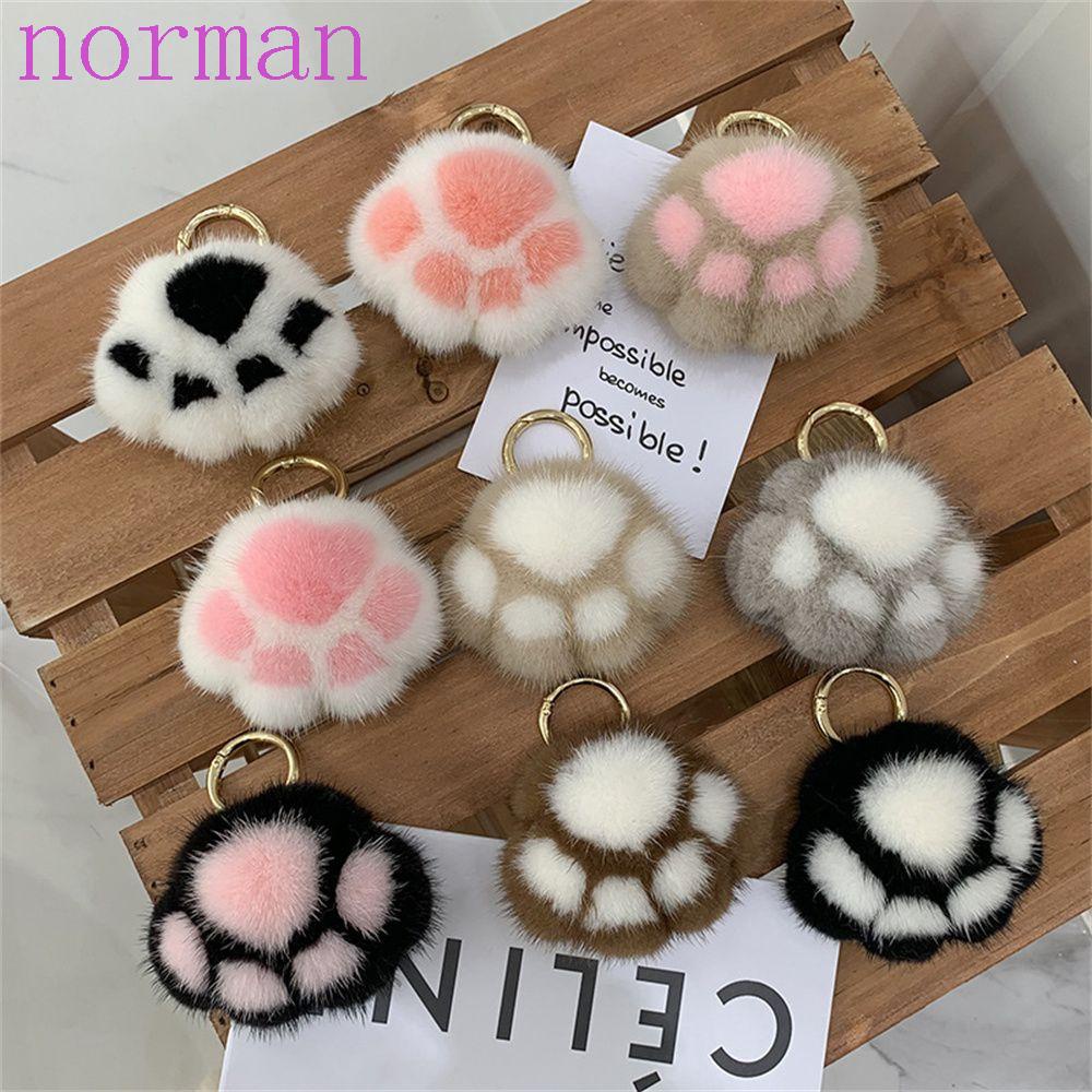 Móc Khóa Hình Chân Mèo Phủ Lông Nhân Tạo Dễ Thương