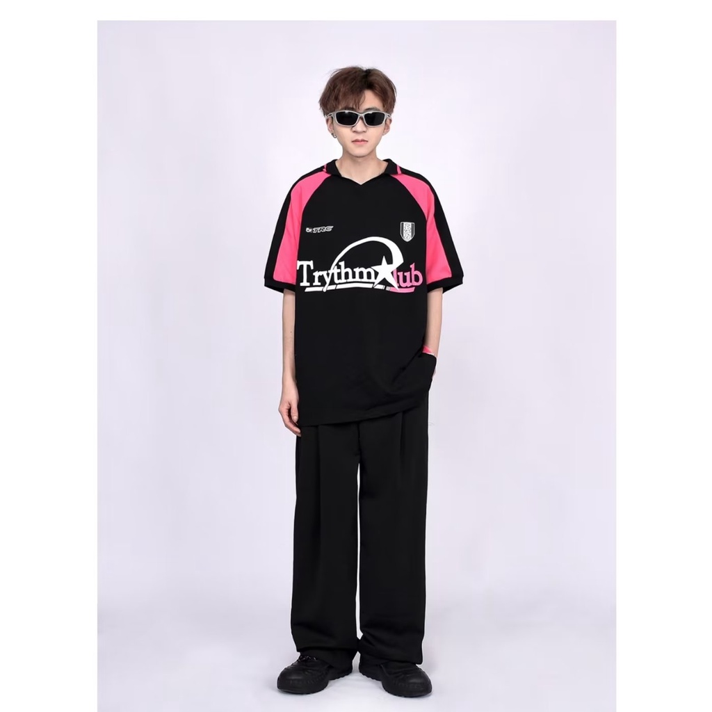 Áo Thun Tay Ngắn Dáng Rộng Phong Cách Đường Phố Mỹ Màu Sắc Tương Phản Thời Trang Cho Nam Và Nữ