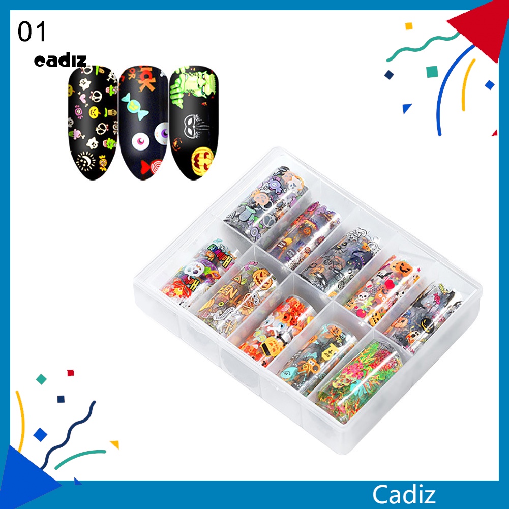 Hộp Sticker 10 Ngăn Hình Bí Ngô Trang Trí Móng Tay