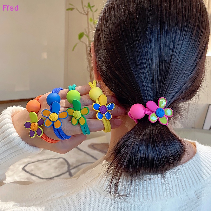 {Ffsd} Dây Buộc Tóc Co Giãn Hình Hoa Hướng Dương Nhiều Màu Sắc Thời Trang Cho Bé Gái * Bán Chạy