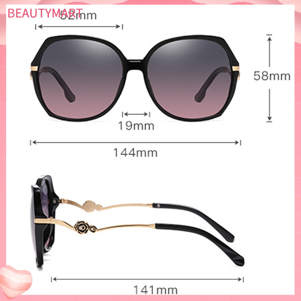 Kính Mát Phân Cực Chống Tia UV Gọng Lớn Họa Tiết Hoa Cho Nữ