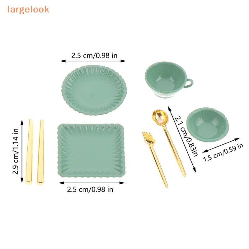 1 Bộ Chén Đĩa Muỗng / Tách Cà Phê Tỉ Lệ 1: 12 Dùng Trang Trí Nhà Búp Bê