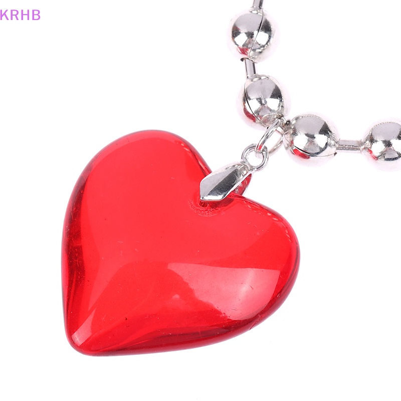 Dây Chuyền Mặt Hình Trái Tim Bằng Thủy Tinh Nhiều Màu Phong Cách Hip Hop Mới
