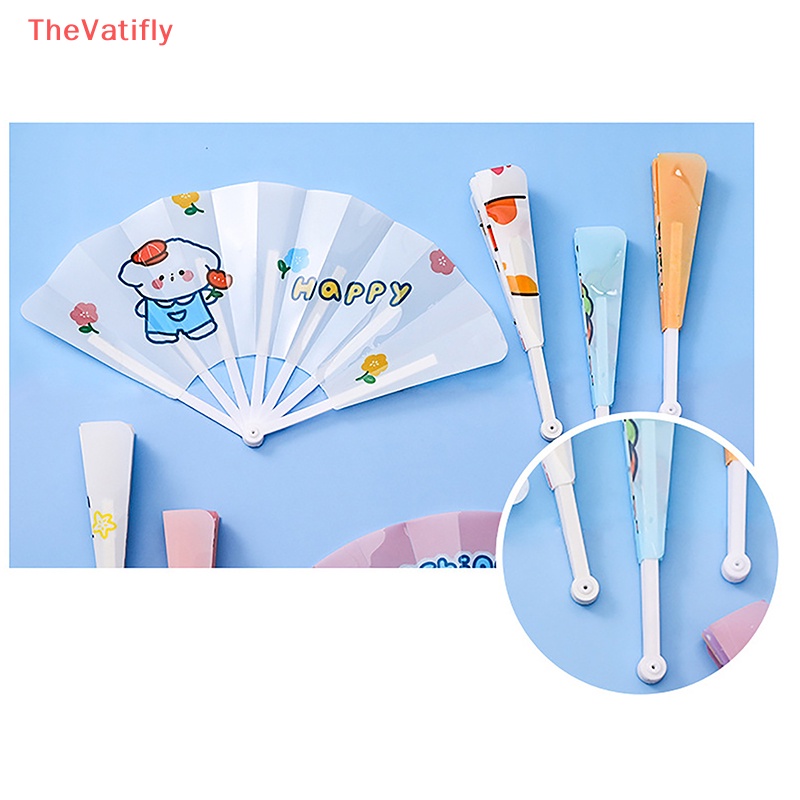 [Thevalifly] Quạt Xếp Cầm Tay Bằng Nhựa PP Nhỏ Dễ Thương Tươi Mới Và Sáng Tạo Phù Hợp Làm Quà Mùa Hè