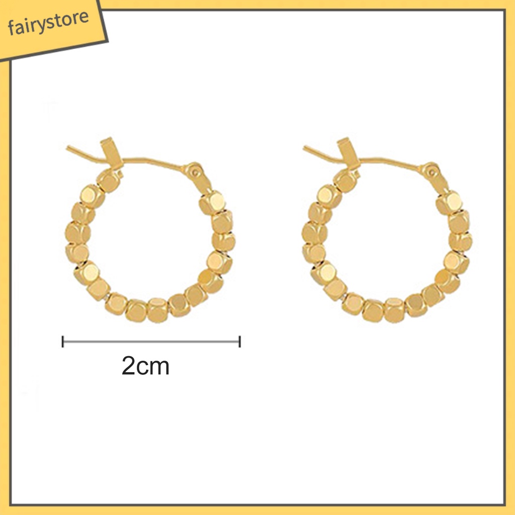 1 Đôi Bông Tai Hình Tròn / Vuông Bằng Kim Loại Thời Trang Công Sở Cho Nữ