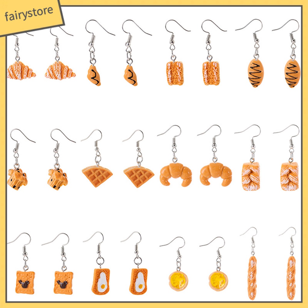 1 Đôi Bông Tai Hình Bánh Mì Dáng Dài Vui Nhộn