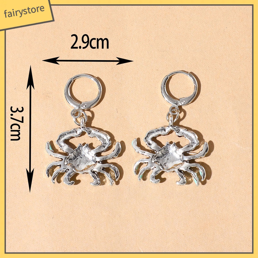 1 Đôi Bông Tai Hình Con Cua Bằng Kim Loại Bóng Đẹp Mắt Dành Cho Nữ