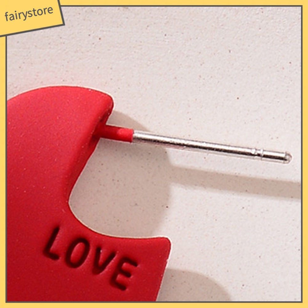 1 / 2 Đôi Bông Tai Hình Trái Tim Thời Trang Cho Nữ