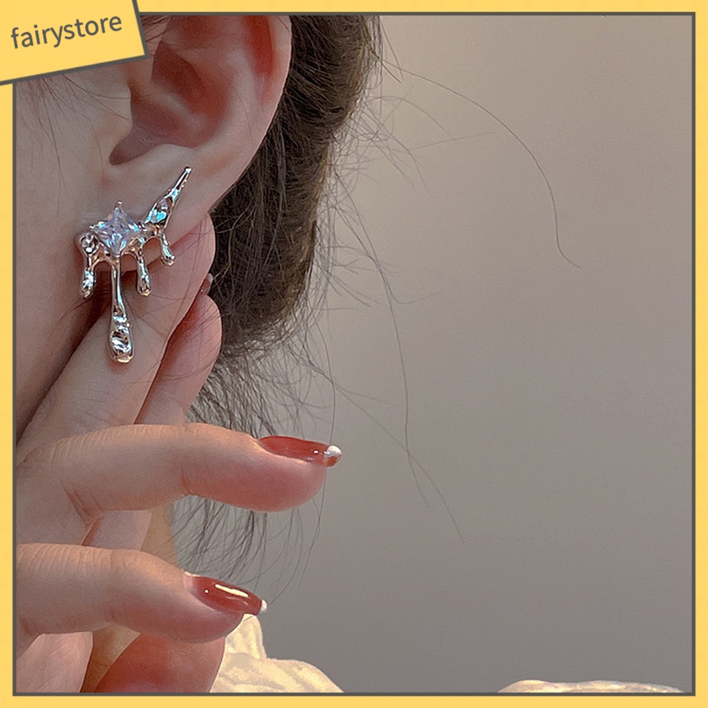 1 Đôi Bông Tai Hình Giọt Nước Đính Đá Zircon Thời Trang Cho Nữ