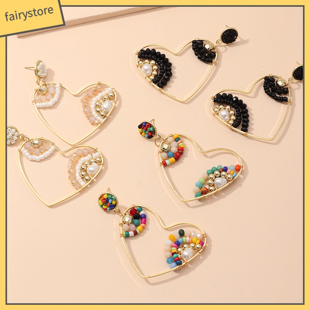 Đôi Bông Tai Hình Trái Tim Phong Cách Boho Thời Trang Cho Nữ