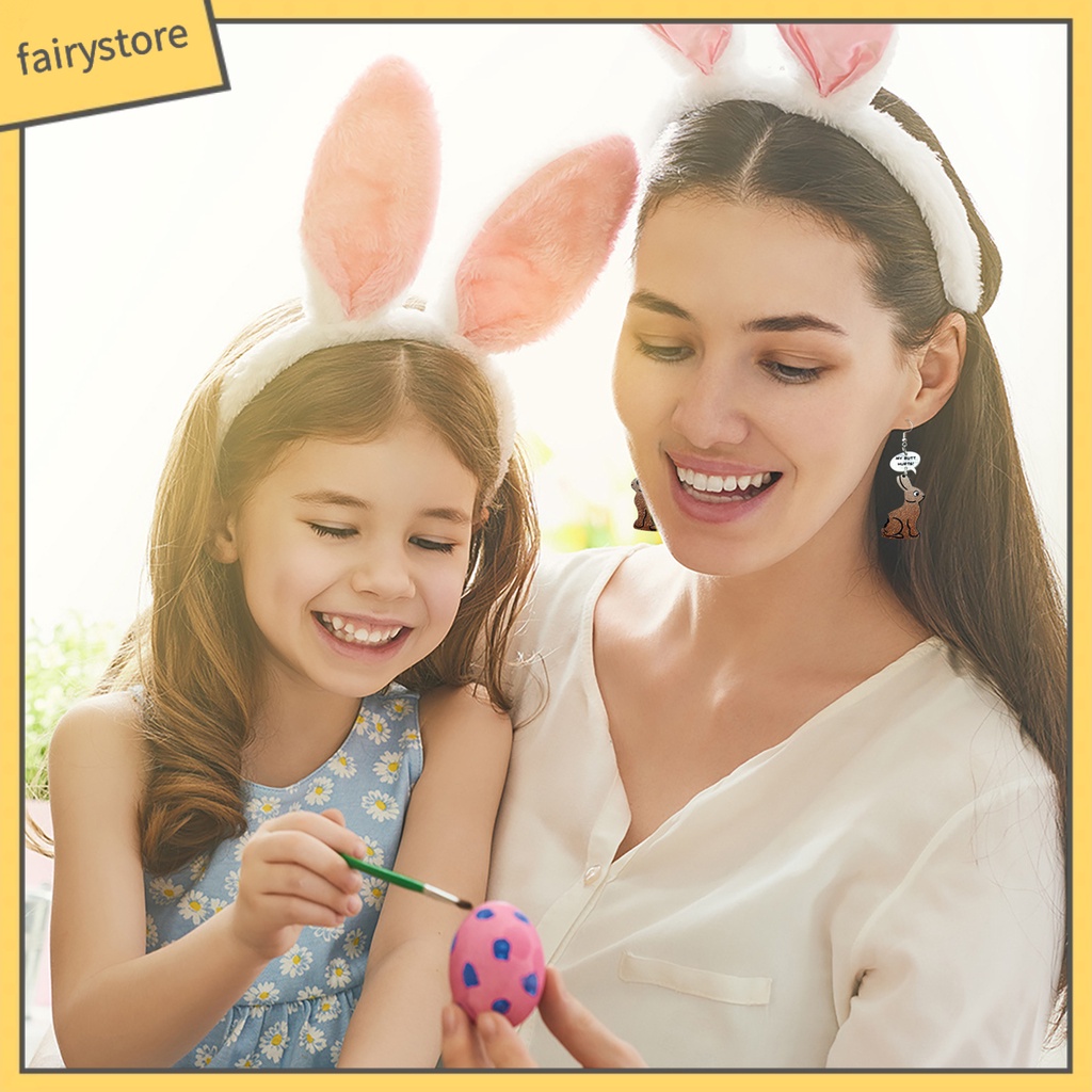 1 Đôi Bông Tai Hình Thỏ Hoạt Hình Bằng Acrylic Quyến Rũ