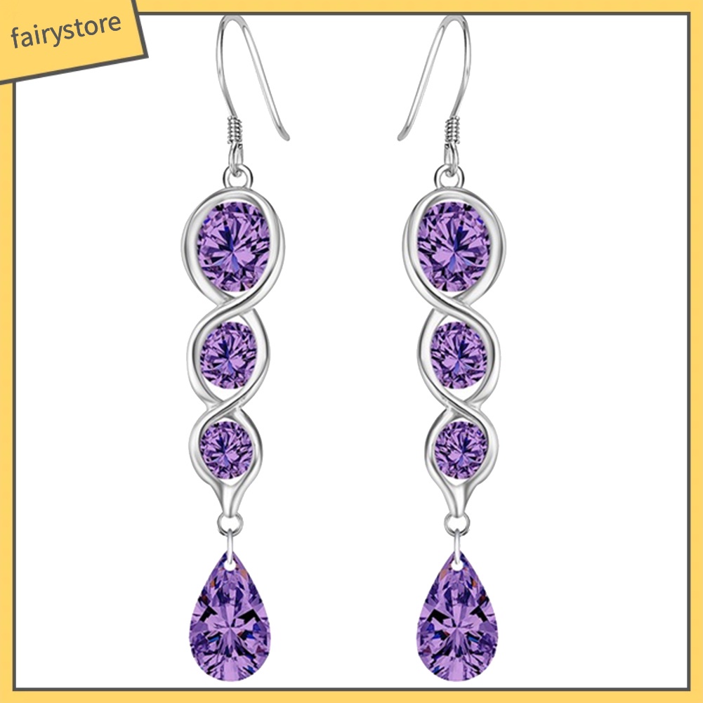 Bông Tai Dạng Móc Xoắn Đính Đá Zirconia Thời Trang Cho Nữ