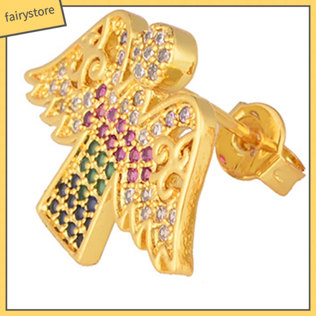 1 Đôi Bông Tai Hình Mặt Trăng Đính Đá Nhiều Màu Bằng Hợp Kim