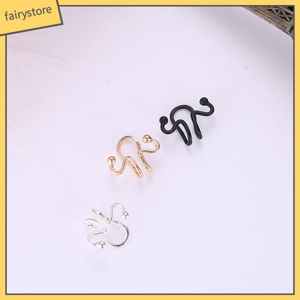 Khuyên Kẹp Vành Tai Không Xỏ Lỗ Kiểu Dáng Hình Học Đơn Giản Dành Cho Nữ